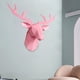 thumbnail image 3 of Escultura de figura de animal colgante geométrica con cabeza de ciervo en 3D para colgar en la pared. Rosado, 3 of 8