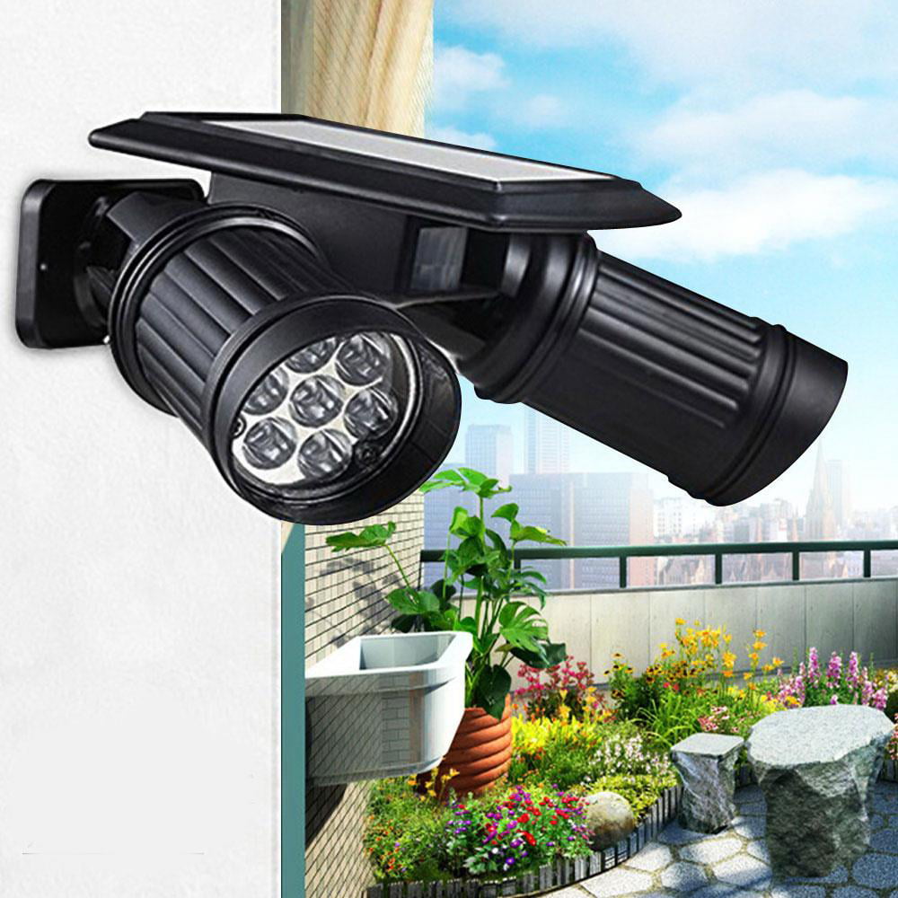 Ktaxon 14 LED Solar Powered Lights PIR Motion Sensor Dual Head Spotlight Adjustable Waterproof