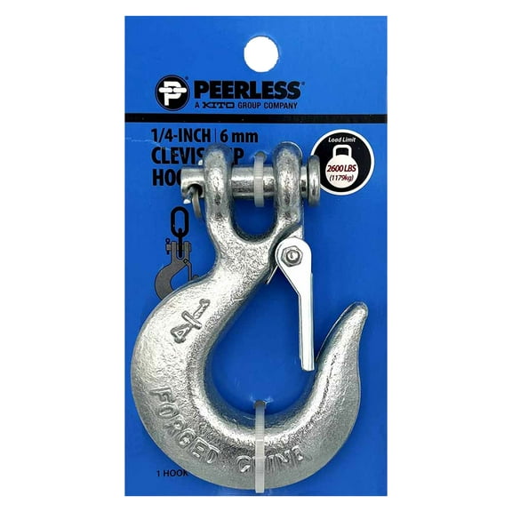 1/4" Clevis Slip Hook with Latch, Peerless Chain Company, #4716238CS, Steel, Silver