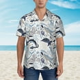 thumbnail image 2 of Sikiie Sea Animal Print Men's Hawaiian Shirt, Summer Beach Button Pocket Short Sleeve T-Shirt,Small, 2 of 7