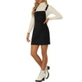 thumbnail image 4 of INSPIRE CHIC Women's Overall Dress Adjustable Strap A-Line Invisible Side Zipper Casual Suspender Skirt L Black, 4 of 6