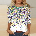 thumbnail image 4 of Outfmvch 3/4 Sleeve Blouses for Women's Mardi Gras Holiday Shirts Sparkly Tops for Women Ladies Tops and Blouses 3/4 Sleeve Mardi Gras Shirts for Women Smocked Tops Women Hot Pink L, 4 of 6