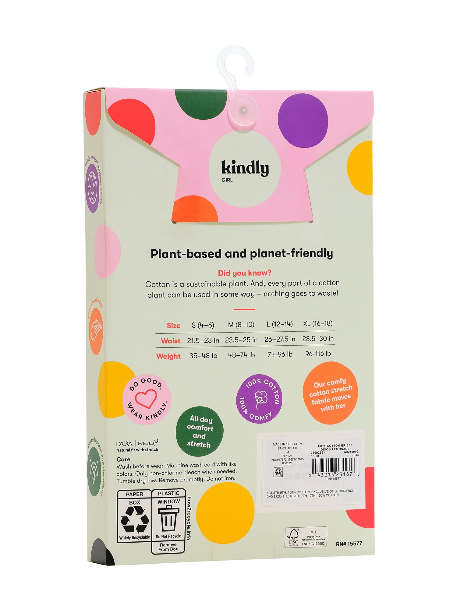 Kindly Yours Girl’s Cotton Brief Underwear, 10-pack, Sizes S-XL