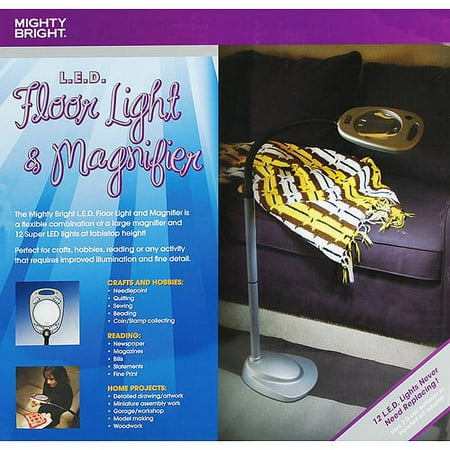 mighty bright 67112 floor light and magnifier, silver