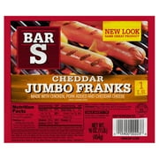 Bar S, Jumbo Cheddar Franks, Hot Dogs, Refrigerated 16 oz Plastic Wrapper