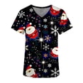 thumbnail image 4 of EGNMCR Blouse d'Uniforme de Travail Imprimée de Noël pour Femmes, Manches Courtes, Col en V, avec Poches, Costumes de Noël, 4 of 4