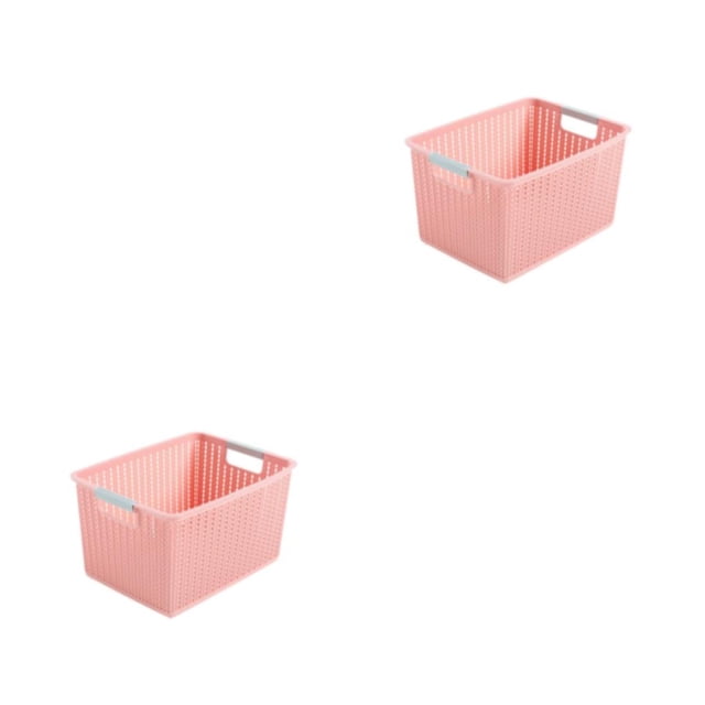 Inteprter Cesta de almacenamiento de plástico - Organizador de ahorro de espacio para dormitorio o cualquier habitación hecha de plástico rosa METRO 2Conjunto