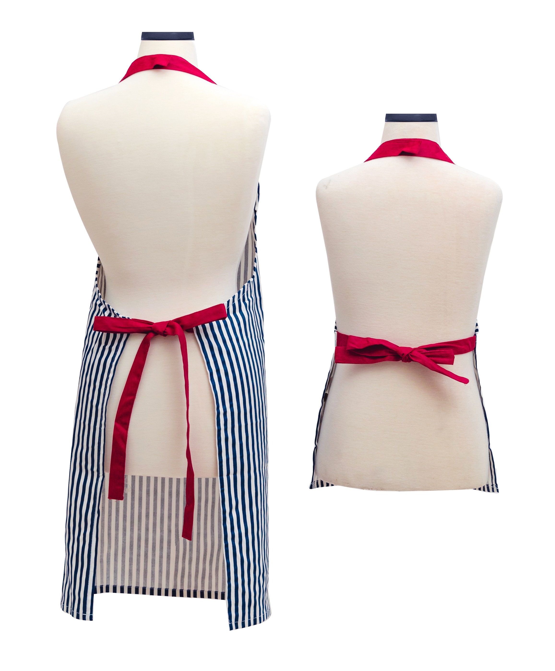 Handstand Kitchen Adult and Child 100% Cotton Bold Print Apron Set - Bold Navy Stripe