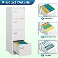 thumbnail image 3 of Fesbos 4 Drawer File Cabinet with Lock, File Cabinets for Home Office,18" Deep Vertical Metal White File Cabinet Office Storage Cabinet Organizer for Letter/Legal / A4, 3 of 7