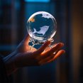 thumbnail image 1 of Bdday Engraved Decorative Crystal Sphere With Metal Base Astronomic Glass Ornament, 1 of 6