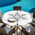thumbnail image 4 of Grey Snowflake Christmas Fitted Tablecloth with Elastic Edged, Round Table Cloth for Dining Table, Xmas Abstract Art Winter Waterproof Oil Proof Table Cover for Indoor Outdoor 36"-44", 4 of 9