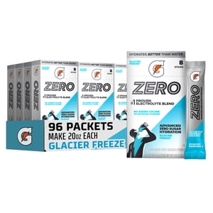 Gatorade Zero Sugar Glacier Freeze Powder Sticks, 12 Pack Box