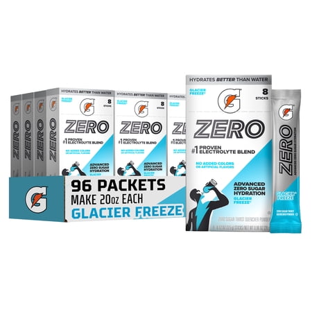 Gatorade Zero Sugar Glacier Freeze Powder Sticks, 12 Pack Box