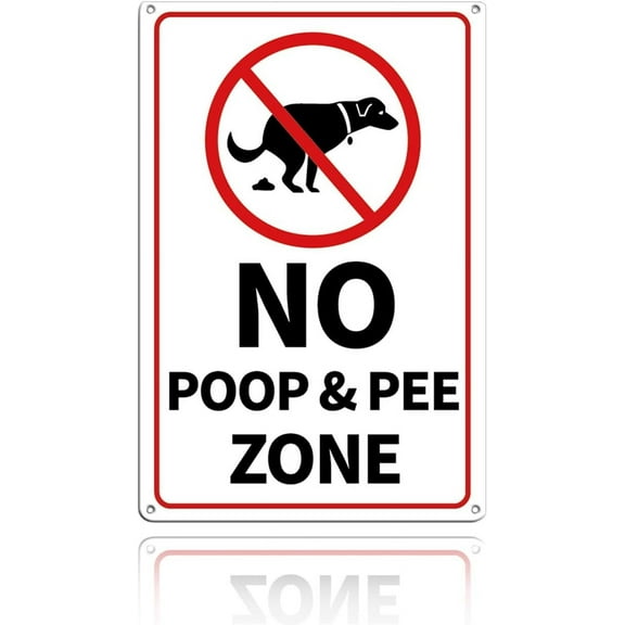 No Poop and Pee Zone Sign Aluminum No Pooping Dog Sign Waterproof 8x12 inches