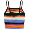 thumbnail image 2 of Haut Court Aguichant à Bretelles pour Femme, Imprimé à Rayures, Camisole en Tricot Côtelé, 2 of 6
