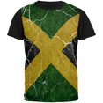 thumbnail image 1 of Distressed Jamaican Flag All Over Mens Black Back T Shirt, 1 of 1