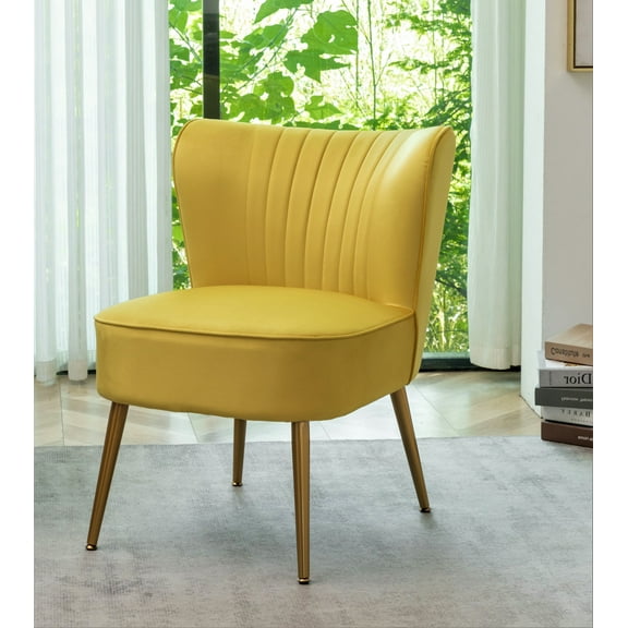 US Pride Furniture Sauter 23.2" Wide Mid-Century Modern Microfiber Accent Chair, Yellow