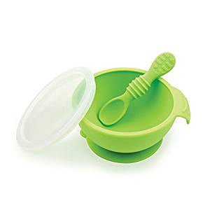 Bumkins Suction Silicone Baby Feeding Set with Bowl, Lid and