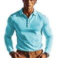 thumbnail image 4 of Kaemgyyd Men's Casual Shirts Classic Button Basic Long Sleeve Tops Trendy Solid Color Collar Stylish Golf Tees, 4 of 5