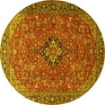 thumbnail image 1 of Ahgly Company Machine Washable Indoor Round Medallion Yellow Traditional Area Rugs, 3' Round, 1 of 4
