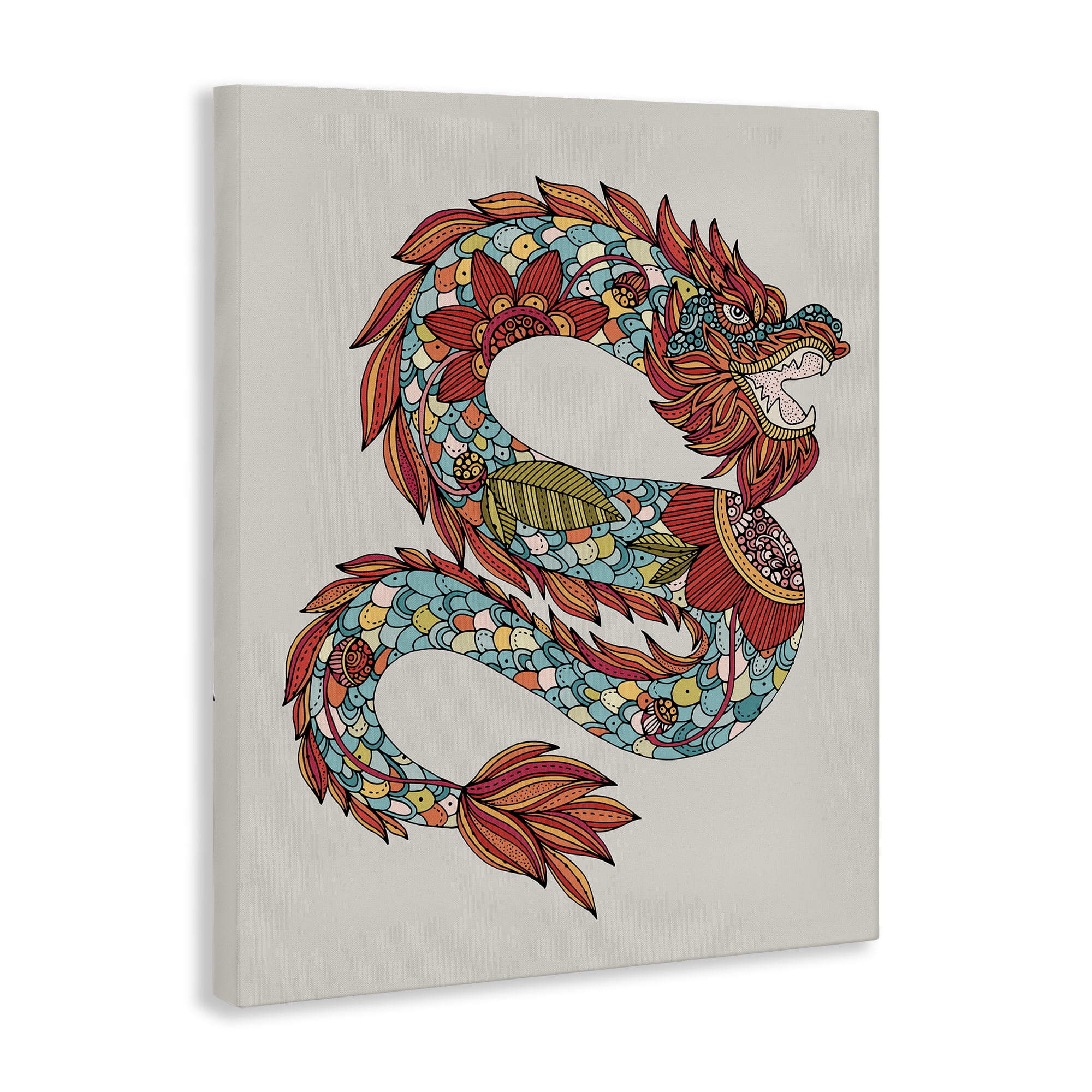 Stupell Industries Detailed Year of Dragon Fairy Tales & Fantasy Painting Gallery Wrapped Canvas Art Print Wall Art, 16 x 20