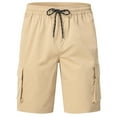thumbnail image 2 of Satankud Mens Casual Cargo Shorts Classic Drawstring Stretch Hiking Beach Shorts Twill Chino Short with 6 Pockets Khaki Size 34, 2 of 8