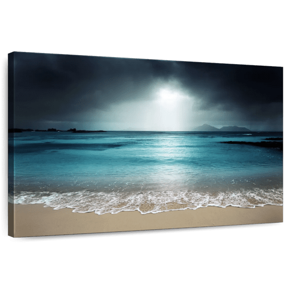 Elephant Stock La Digue Island Evening Sky Wall Art - Horizontal Canvas Wall Art - Living Room Wall Decor - Nature Canvas - Black And Gray Decor - 12" x 8"