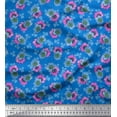 thumbnail image 1 of Soimoi Blue Rayon Fabric Buttercup Floral Print Fabric by Yard 56 Inch Wide, 1 of 1