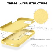 for iPhone 14 Pro Case Liquid Silicone Soft Gel Rubber Microfiber Lining Cushion Cover ShockProof Protective Phone Case for iPhone 14 Pro(6.1 inch)-Yellow