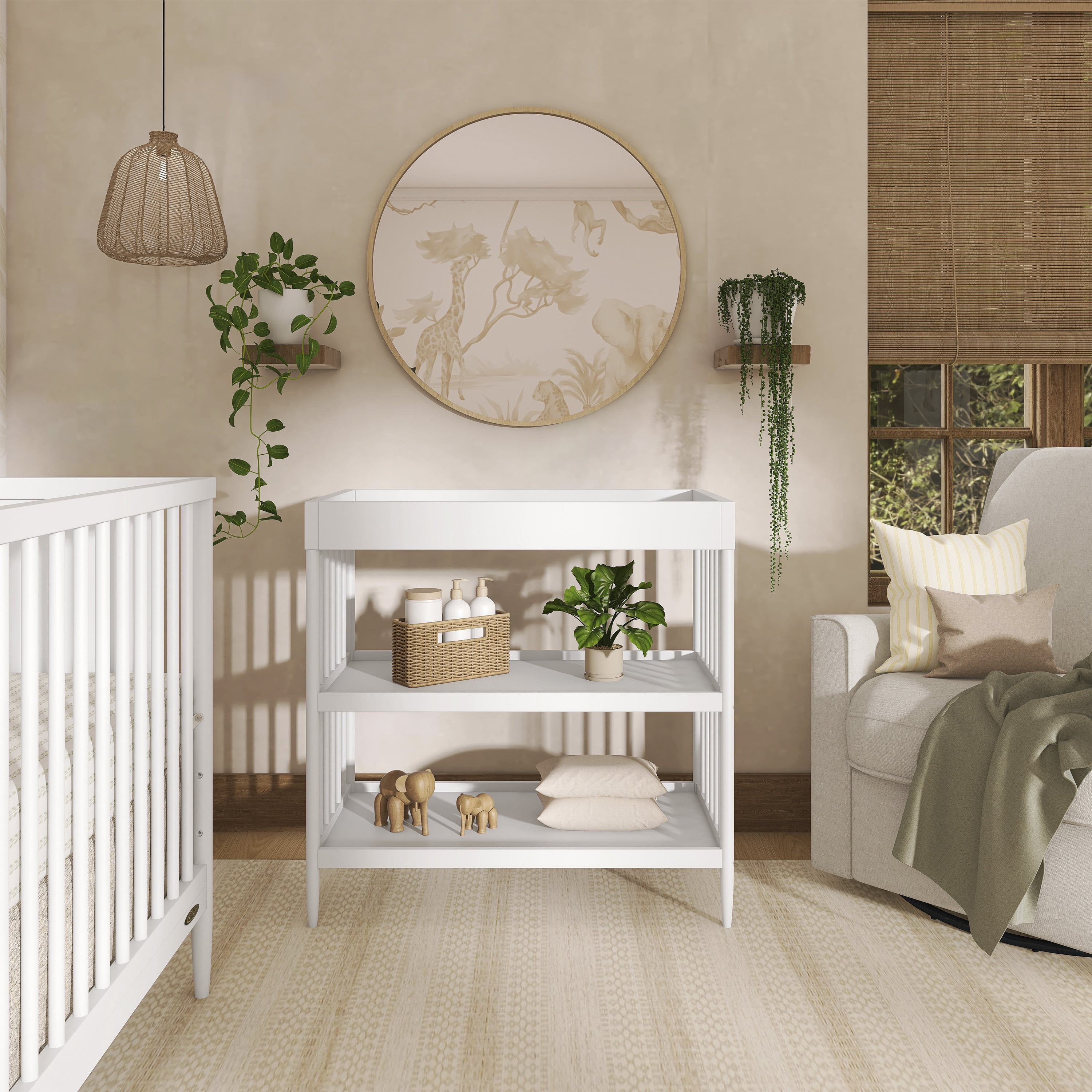 Dream On Me Sleepy Little Sloth Changing Table, Free Changing Pad Included, White