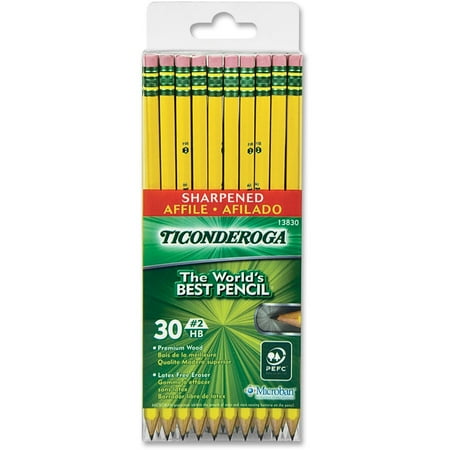 Dixon Ticonderoga Pre-Sharpened Pencil, #2 HB, Yellow, 30-Count