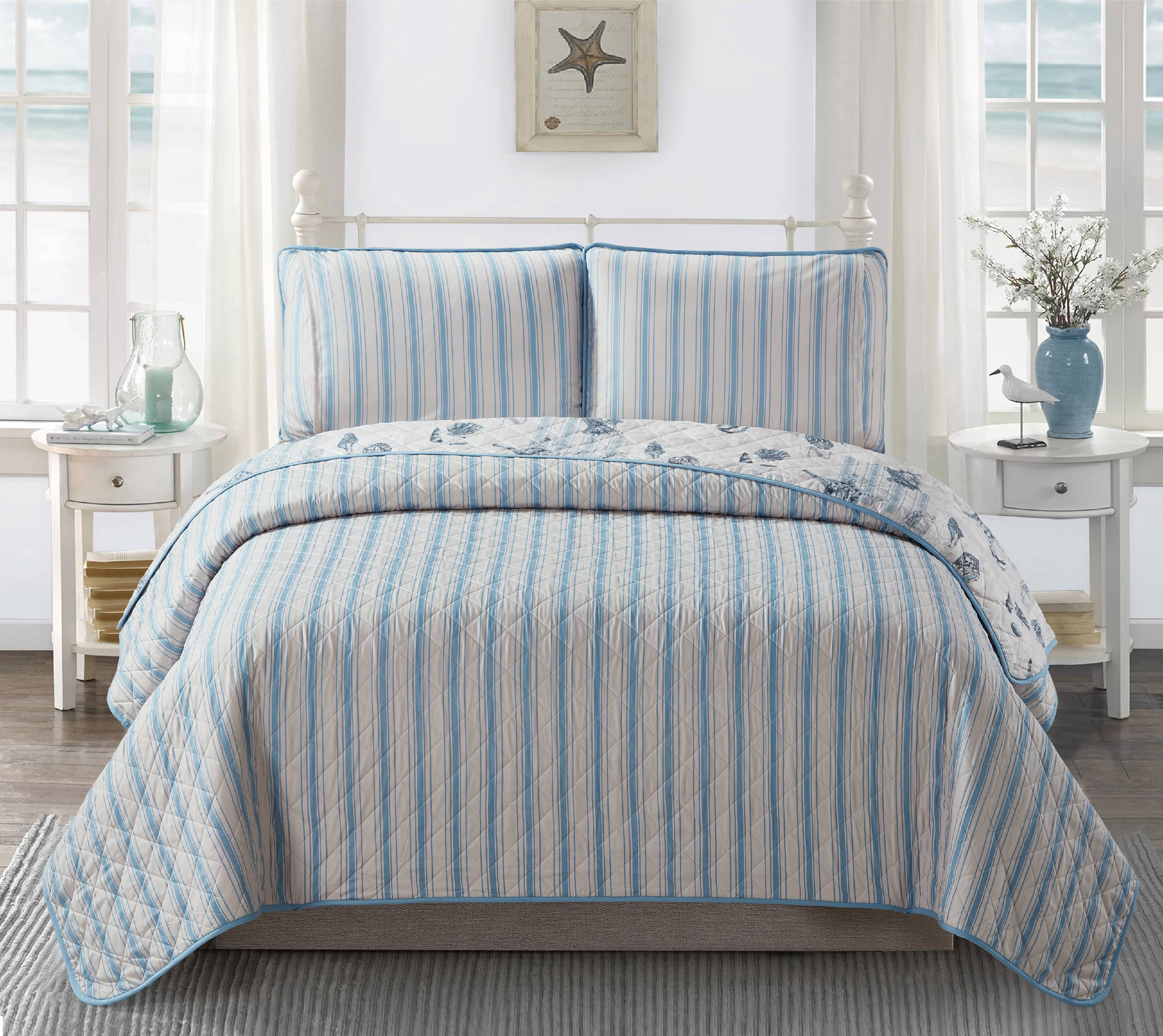 Ocean Postcards Twin size 2-piece Quilt Set