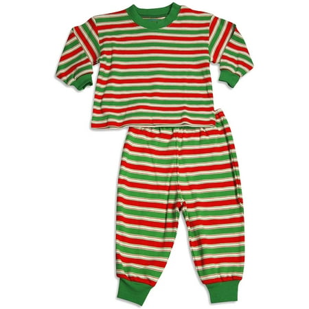 

Sara s Prints Boys Girls Unisex Kids Long Sleeve 2 Piece Pajama Set 32703-12Months (Red/Green Stripe)