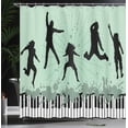 thumbnail image 3 of Ambesonne Silhouette Shower Curtain, Jumping People Piano, 69"Wx84"L, Grey Almond Green, 3 of 4
