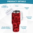 thumbnail image 4 of 40 oz Tumbler With Handle Stainless Steel Insulated Tumbler With Lid for Car Cup Holder Romantic Red Roses in Rows, 4 of 9