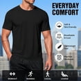 thumbnail image 3 of Workout Shirts for Men, Short Sleeve Athletic T-Shirt, Moisture Wicking Running Tee, Crew Neck Performance Gym Training Top Black S, 3 of 6