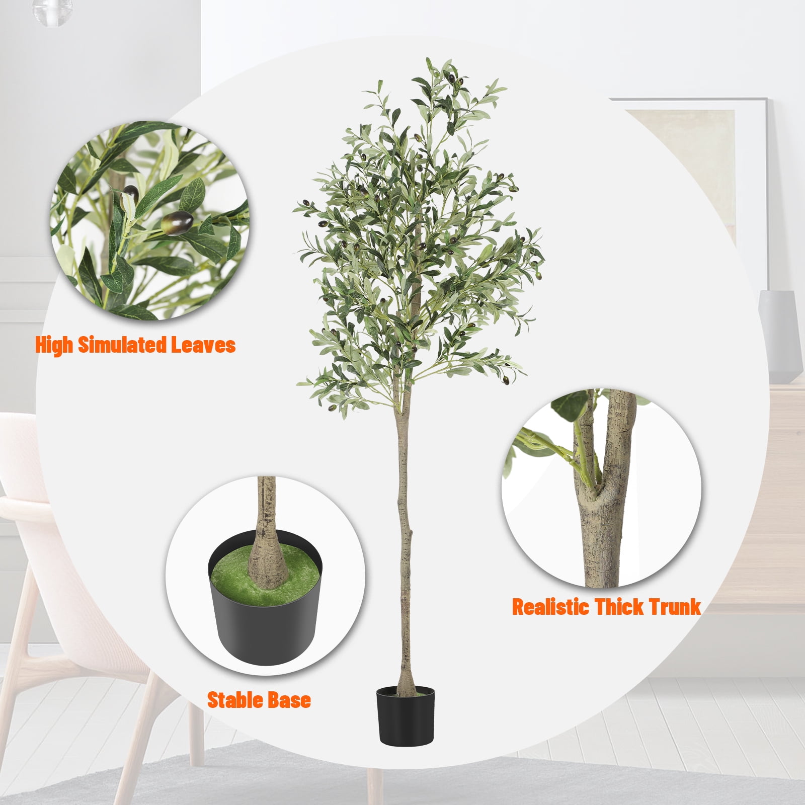 Indoor Faux Artificial Olive Tree, 6ft