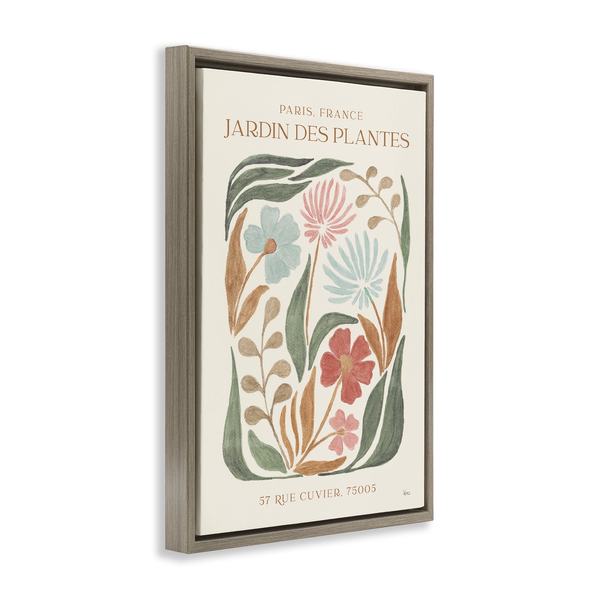 Stupell Industries French Exhibition Florals Botanical & Floral Painting Brown Floater Framed Art Print Wall Art, 17 x 25