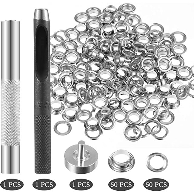 1 Set Grommet Portable 6mm Replacement DIY Nonslip Grommets DIY Clothes Shoe Decorative Crafts Making Eyelet Accessories with Setting Tool