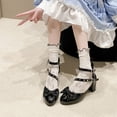 thumbnail image 4 of SACFOF Women Strappy Mary Janes Platform Chunky Heel Pumps with Bow Kawaii Shoes Patent Leather Pumps Ankle Strap Dress Shoes, 4 of 6