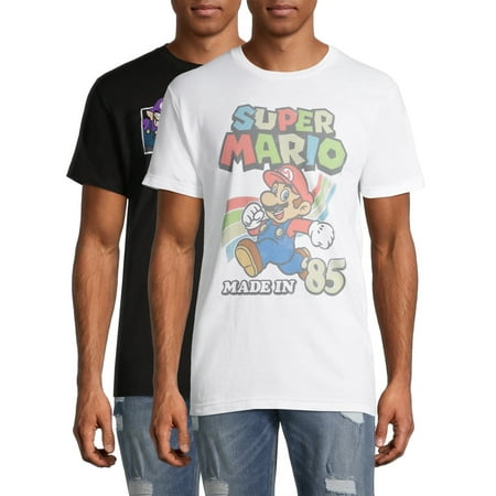 Nintendo Super Mario Crew & Made In The 80's Men's and Big Men's Graphic T-Shirts, 2-Pack