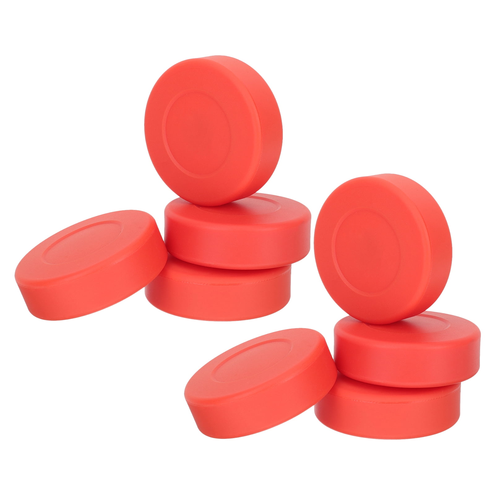 KALLORY 8Pcs Red PVC Hockey Pucks Matte Design for Hockey Practice and Party Favor Sports Equipment