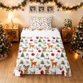 thumbnail image 2 of Manfei Christmas Moose Twin Sheets, Cartoon Winter Tree Bedding, White Tan, 3-Piece, 1 Flat Sheet, 1 Fitted Sheet and 1 Pillowcase, 2 of 6