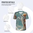 thumbnail image 3 of Goofa Starry Sky Cloud Fox Pattern Mens Golf Shirt Baseball T-shirt Moisture Wicking Dry Fit Performance Sport Short Sleeve Striped Golf Polo Shirts-Medium, 3 of 7