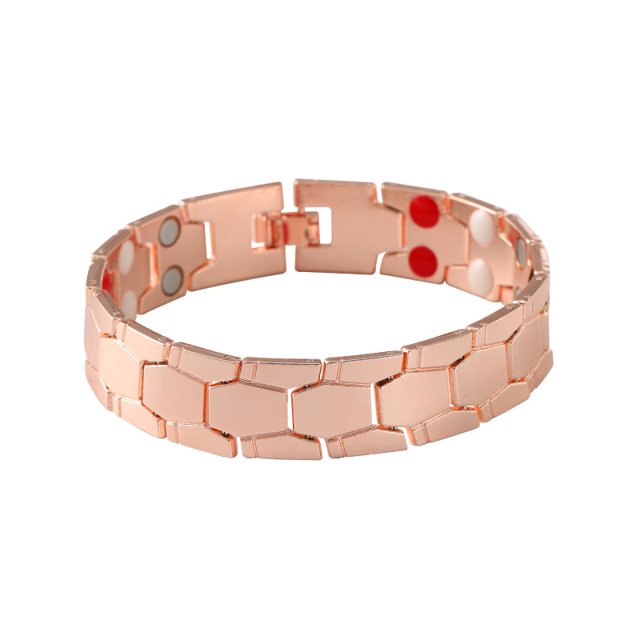 Pulsera de hombre con imán hexagonal esférico, pulsera ancha cuatro en uno