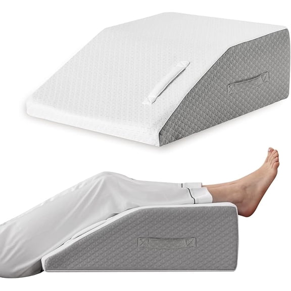 MY Leg Elevation Pillow for After Surgery, 8inch Foam Leg Elevating Pillow for Swelling and Blood Circulation, Leg Wedge Pillow for Sleeping, Knee Pillow for Knee Hip Ankle Pain Relief, White