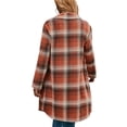 thumbnail image 6 of KOMOO Women Long Plaid Flannel Shirts Cardigan Long Sleeve Button Coat Jacket Loose Oversize Coat, 6 of 9