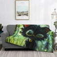 thumbnail image 2 of Uemuo Cute Big-Eyed Black Cat Printed Throw Blanket for Couch, Fluffy Fuzzy Blankets for Bed, Sofa, Cozy Flannel Faux Fur Blanket-80"x60", 2 of 6