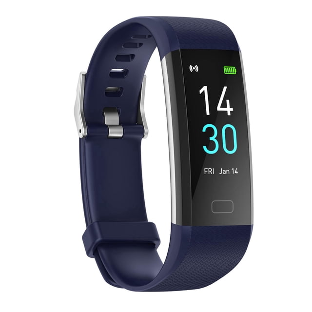Reloj inteligente con monitor de actividad y seguimiento de actividad física (azul), con temperatura corporal, frecuencia cardíaca, presión arterial IP68 a prueba de agua, con monitor de sueño, conta