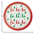 Red and Green Christmas Tree Disposable Round Paper Plates 7" 24 Count